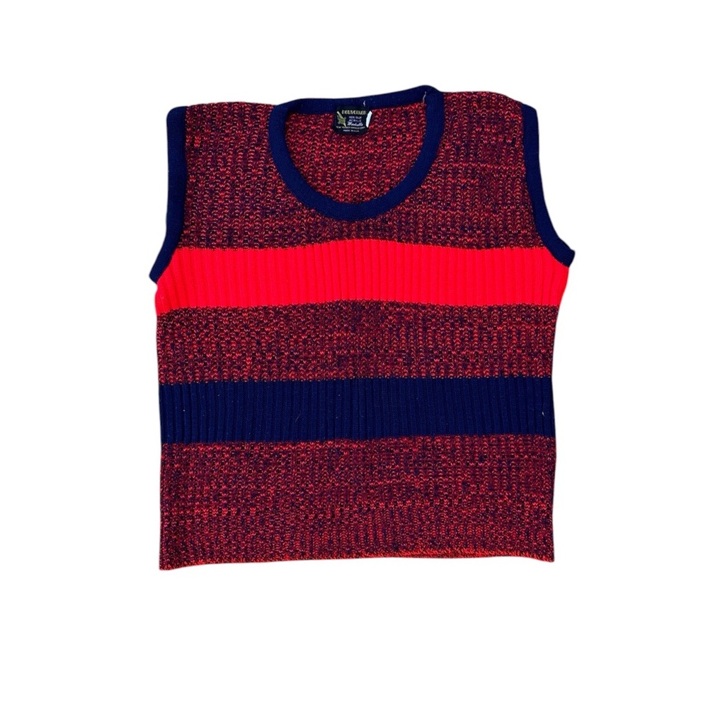 Mens Vintage Red and Blue Sweater Vest
